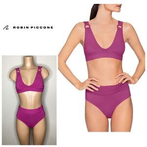 New. Robin Piccone fuchsia high waist bikini. XS. Retails $210